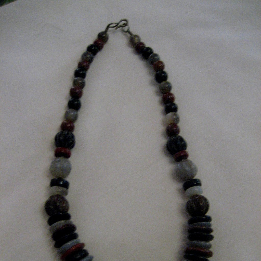 Varigated Glass Earthtone Bead Necklace 18.5